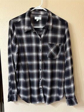 Lucky Brand Black and White Plaid Button-Down Shirt